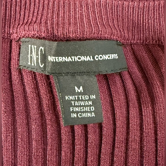 INC International Concepts Women's Port Wine Lace-Up Long Sleeved Ribbed Sweater - Picture 2 of 8